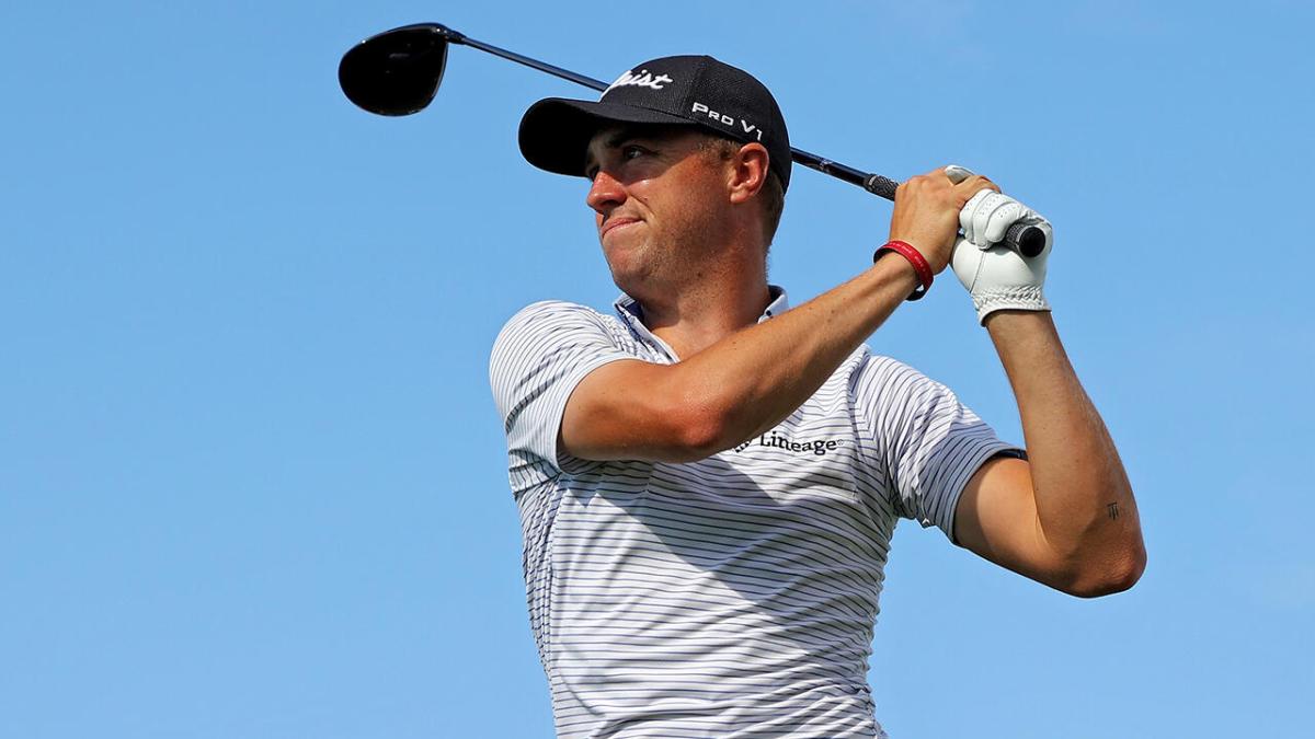 Golfer Justin Thomas watched his drive